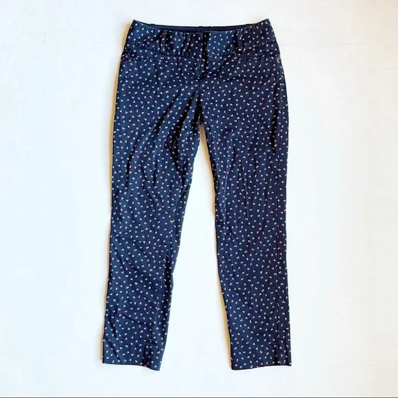 THE LIMITED Drew Fit Navy Ankle Pant Size 0 Floral Print Slim Fit - Picture 2 of 8